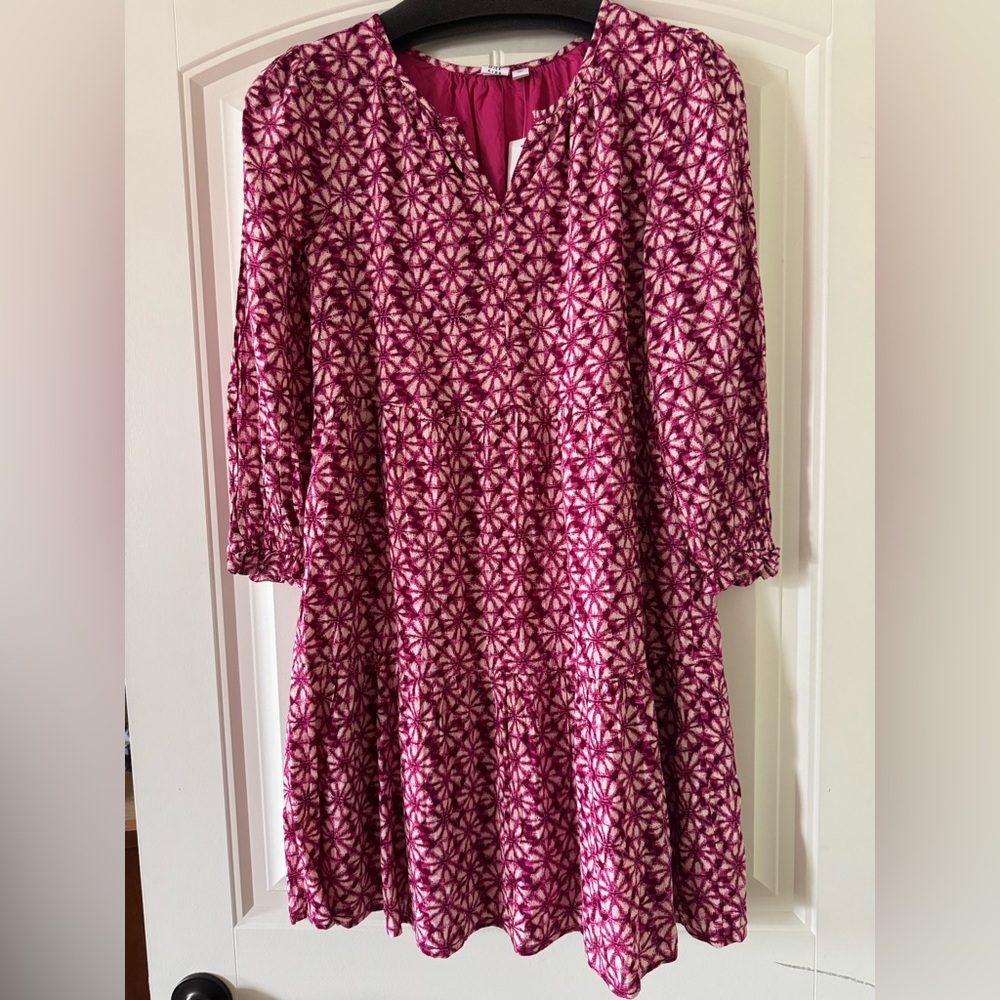 Gap Kids Açaí Berry Floral Print Long Sleeve Tiered Dress NWT